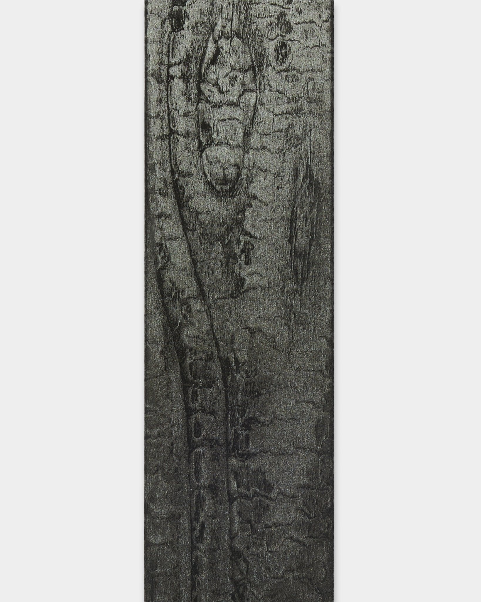 Nahaufnahme des WoodUpp Akupanel Zubehörs in Lamella Charcoal, 240 cm lang, mit sichtbarer Holzstruktur für den Kantenabschluss oder den Austausch von Lamellen.