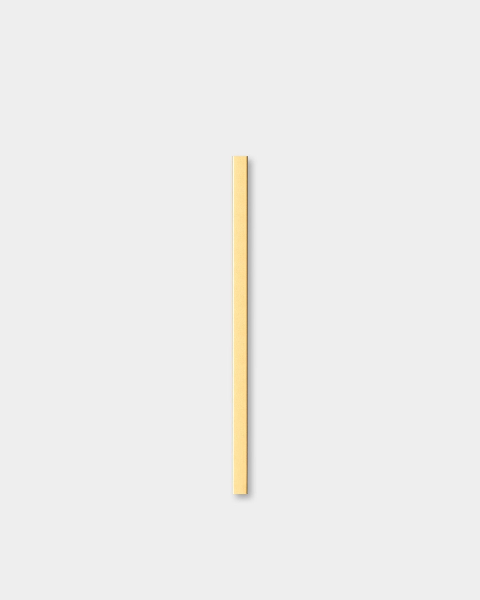 Der Liva | Cover in brass, 60 cm von WoodUpp, ein Akustikpaneel, steht senkrecht vor einem hellgrauen Hintergrund neben einer dekorativen Wandleiste.