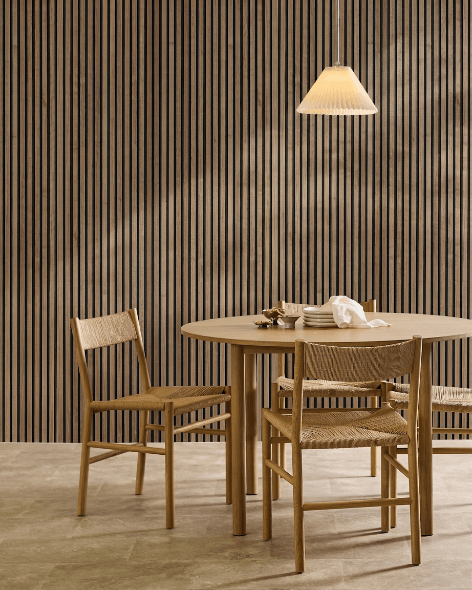 Akupanel | Acoustic Panel / Natural Wood, Walnut, Black Felt, 240 x 60 cm